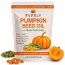 Everly Pumpkin Seed Oil with Saw Palmetto, Cold Pressed, Pure Virgin Oil Non-Gmo Rich In Essential Fatty Acids & Phytosterols 60 Softgels