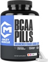 Crazy Muscle BCAA piller med Den perfekte 2: 1: 1 Ratio af forgrenede kæde Aminosyrer Supplement, 1000mg af BCAA per pille (bedre end kapsler), 120 tabletter