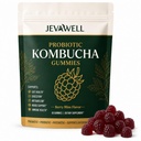 Jevawell Probiotic Kombucha Gummies, Prebiotics Probiotics and Postbiotics Blend, Kombucha Supplement for Digestive and Gut Health Support, Vegan Non GMO, Berry Flavor, 60 Gummies
