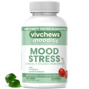 Mood & Stress Gummies – Zinc, Vitamin D & Ashwagandha for Calm & Emotional Balance, Natural Tart Cherry Flavor, Fruit Pectin Based, Non-GMO, No Artificial Colors or Sweeteners, 60 Count