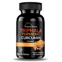 Kailash Herbals Triphala Turmeric Curcumin 1950MG with Black Pepper, 100 Vegan Capsules, Digestive System Health, Dietary Supplement
