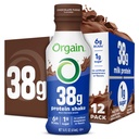 Orgain 38g High Protein Shake, Dairy Isolate Protein Milk, Chocolate Fudge, 6g BCAAs, 1g Sugar Per Serving, Meal Replacement, Ready to Drink, Keto Friendly, Gluten-Free 14 Fl Oz (Pack of 12)