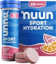 Nuun Sport Electrolyte Tablets with Magnesium, Calcium, Kalium, Chlorid & Natrium, Gluten Free & Vegan, Citrus Fruit, 4 Pack (40 Servere i alt)