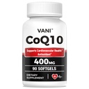 VANI CoQ10 400mg, 90 Softgels, Optimally Absorbed Ubiquinone CoQ10 Dietary Supplement Support for Heart Health & Brain Function, Gluten-Free