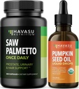 HAVASU NUTRITION USDA Organic Pumpkin Seed Oil Drops (60 Servings) & Saw Palmetto Supplement Capsules (200 Servings)