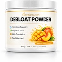 Debloat Powder, Face Debloat and Debloating Support for Men & Women, Digestive Enzymes with Vitamin C, Dandelion Root & Horsetail Extract, Non-GMO Peach Mango Flavor, 200g / 7.05 oz