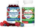 Lunakai USA Made Probiotic Gummies & Fruits & Veggies Capsules – Digestive & Whole-Body Wellness Support – 60 Gummies & 180 Veggie Capsules