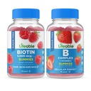 Lifeable Sugar Free Biotin + B Complex, Gummies Bundle - Great Tasting, Vitamin Supplement, Gluten Free, GMO Free, Chewable Gummy
