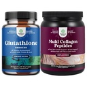 Bundle of Reduced Glutathione Supplement with Milk Thistle and Multi Collagen Protein Powder for Women and Men