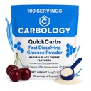 Carbology QuickCarbs Bulk CarbPak – Fast-Acting Bulk Glucose Powder Energy Blend – Natural Black Cherry – 100 Servings – Self-Portioning Kit with Scoop
