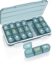 Pill Organizer 3 gange om dagen, 7 dages Pill Box - Acedada Ugentlig rejse Pill Container, Stor Medicin Dispenser Vitaminer sag Supplementsholder Organizer, Blå