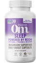 OM Mushroom Superfood Sleep Mushroom Capsules Superfood Supplement, 90 Greve, 30 dage, Reishi, GABA, L- Theanine, Melatonin for hvile og søvn kvalitet Superfood supplement