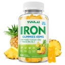 Iron Gummies for Women & Men, 60 Count | Calcium, Zinc, Folate & Vitamin B12, C, B6, Energy Support, Immune Health, Pineapple Flavor