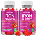 Iron Supplement Gummies for Women & Men, Vegan Iron Gummies with Vitamin C, A, B-Complex, Folate, Zinc for Blood Building & Energy Support, Strawberry Flavor, 120 Count