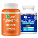 Qunol Turmeric & Brain Health: Turmeric Curcumin, 2400mg, 105 Capsules & Memory Plus, 60 Capsules