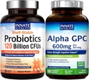 Innate Vitality Probiotics 120 Billion CFUs for Men & Women and Alpha GPC 600mg
