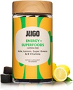 JUGO Energy + SUPERFOODS | Vitamin B12 Gummies with Kale & Super Greens | 40 Count Caffeine-Free Energy Gummies | Plant-Based, Gelatin-Free, Non-GMO, Made in USA