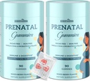 Prenatal Gummies Sugar Free 180 Greve - Organiske Prenatale Vitaminer for kvinder med folat, DHA & Probiotika - Jern fri Prenatal Vitamin Gummies til immunforsvar og fordøjelse - 2 flasker