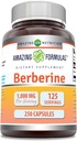 Amazing Formulas Berberine 1000mg Per Serving 250 Kapsler Supplement 124; Non G20; Gluten fri for 124; Lavet i USA- Stolt Lavet i USA med garanteret renhed og potens
