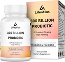 300 Millioner CFU Probiotika - Probiotika til kvinder og mænd, 12 Probiotiske Strops Plus Prebiotic, til immunforsvar og fordøjelsesbesvær, Gut Sundhed, gas Bloating, Hylde Stable - 60 Caps