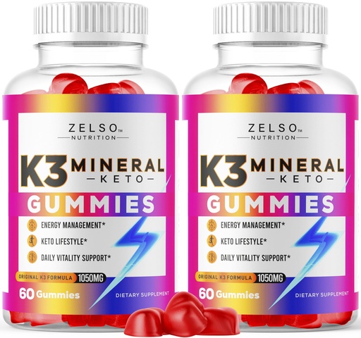 (2 Pack) K3 Mineral Keto Gummies - Keto K3 Mineral Gummies, K3 Mineral Advanced Formel Gummies - K3 Vitamin Supplement, Keto ACV Gummies K3 Mineral Gummies - 120 Gummies til 2 Måneder