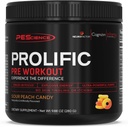 PEScience Prolific Pre Workout Pulver til mænd og kvinder med L- Citrullin Nitroxide Booster, Energy Powder & Nootrop for Focus - Fortræning uden Beta Alanine - 40 Scoops, Sour Peach Candy