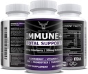 OX Nutrition 10 i 1 Elderberry, C-vitamin, Zink, E-vitamin, B6-vitamin, Echinacea, hvidløg, gurkemeje, L-glutamin HCL & Lactobacillus Probiotika & antioxidanter til immunforsvar 1 måned Tilgang