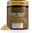 PaleoPro Bone Broth Collagen Protein Powder - Gurkemeje Root Grass- Fed Collagen Pulver til hud & knogler - Gluten fri, Ingen sukker, soja, Korn, Net Carbs - Paleo Keto Friendly 20 Servere Aztec Vanilla
