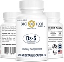 Bio - Tech Pharmacal Vitamin D3 (D3- 5 5k IE, 250 Veg Count)