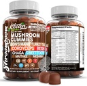 15in1 Mushroom Gummies med Lions Mane Tyrkiet Tail Cordyceps Reishi Chaga Sweet Toot Maitake Meshima Poria Cocos Shiitake Tremella, Oyster Agaricus Mushrooms for Mænd og Kvinder Supplement Clean Nutra