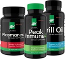 Daiwa Peak immun 4 - Naturligt immunsystem Booster + Plasmanex 1 - blodcirkulation Supplement + Krill Oil - Omega 3 Krill Oil Kapsler