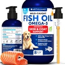 Omega 3 Fish Oil for Dogs - Bedre end lakolie - Hud og Coat Defense Liquid Supplement for Allergy Relief - High EPA & DHA for Shedding, Mobility, Itching, Joint & Bone Health Support - 8 FL OZ