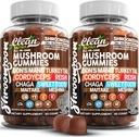 15in1 Mushroom Gummies med Lions Mane Tyrkiet Tail Cordyceps Reishi Chaga Sweet Toot Maitake Meshima Poria Cocos Shiitake Tremella, Oyster Agaricus Mushrooms til mænd og kvinder Supplement - 2Pack