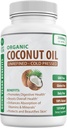 Organic Coconut Oil Capsules 2000mg - 100% Ekstra Virgin, Kold presset for sund hud, Ekstra hårvækst, Nail Care, Brain Booster - 120 Softgels - Uraffineret Pure & Ikke GMO piller - Rig i MCT