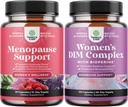 Bundle af komplet herbal menopause supplement til kvinder - Multibenefit menopause Ease Hormone Balance, og Potent DIM supplement til kvinder med DIM og sort pepper menopause support og PMS Relief
