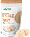 Alovitox Organic Lions Mane Mushroom Powder 124; Natural Superfood for Brain, Energy & Immune Health, Provides Neurale Support, GI Protection, Cardiovaskulære Fordele