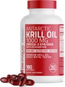 Bronson Antarctic Krill Oil 1000 mg med Omega- 3s EPA, DHA, Astaxanthin og Phospholipider 180 Softels