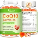 2 Pack CoQ10 Gummies 250 mg, Plus Omega-3, Magnesium, vitamin B12 for cellulær energi, hjerne & antioxidant, 5X Bedre Absorption Coenzym Q10 Supplement - 120 Cts