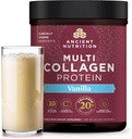 Ancient Nutrition Collagen Peptider Powder, Multi Collagen Protein, Kvinder & Mænd, C-vitamin, Probiotika, Hydrolyseret Collagen, Understøtter hud, Joints, Gut Health, Vanilla, 60 Servering