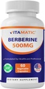 Vitamatic Berberine Supplement 500mg - 60 Vegetable Capsules - Made in The USA - Gluten Free - Non-GMO (1 Bottle)