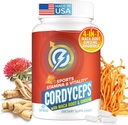 Cordyceps Mushroom Kapsler - Immun & Energy Support Supplement med Cordyceps Militari, Maca Root, Ginseng, Rhodiola, Mushroom Supplement for Endurance, Stamina, Atletisk ydeevne, 60 Kapsler