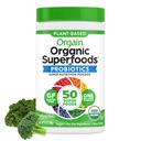 Orgain Organic Green Powder + 50 Superfood, Original - 1 Millioner Probiotika til fordøjelsessygdomme, Antioxidanter, Vegan, Plant- baseret, Gluten- fri, Non- GMO, Green Juice & Smoothie Drink Mix - 0.62lb