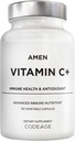 Amen C-vitamin + tillæg med zink, bioflavonoider, Quercetin, Rose HIPS, Elderberry - Vegan, non-GMO - 2 Måneders forsyning - 120 kapsler