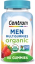 Centrum Mænd Organic Multigummies, Mænd Multivitamin Gummies, Organic Multivitamin for mænd med essentielle næringsstoffer til immunforsvar, energi og muskelfunktion - 90 Greve