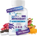 10- in-1 Antioxidanter Supplement, 1700MG Super Antioxidant til kvinder og mænd, kraftfulde Antioxidanter med NAD, NMNH, Coq10, Resveratrol, Cell Repair & Reducing Free Radical Damage, 60 Kapsler