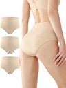 BATTEWA Inkontinens Undertøj til kvinder, Læk Bevis Undertøj Afvaskelig Absorbency Cotton Panties Bstige Lækage Beskyttende 50ML (Beige, 2X- Large, 3-Pack)