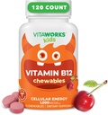 Kids Vitamin B12 1000 mcg Chewable Tablets - Tasty Natural Cherry Flavor - Vegan, GMO-Free, Gluten Free, Nut Free - Dietary Supplement - Cellular Energy Vitamins for Children - 120 Chewables