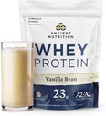 Ancient Nutrition Grass Fed Whey Protein, 23g Protein, Hydrolyzed Collagen Peptider, Organic Regenerative A2 / A2 Milk Protein (35 Servere, Vanilla Bean)