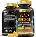 Black Seed Oil Capsules Supplement - 4in1 Formel - Kombiner med C-vitamin, E-vitamin - fordøjelsessygdomme, immunforsvar - Rig i ernæring - 150 Softgel kapsler