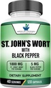American Standard Kosttilskud St. John 's Wort 1800 mg Per Servering med sort peber frugt ekstrakt - Vegan, Gluten Free, Non- GMO, 120 Kapsler, 40 Servere